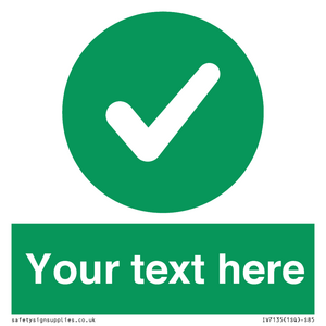 Custom green background, green circle with tick